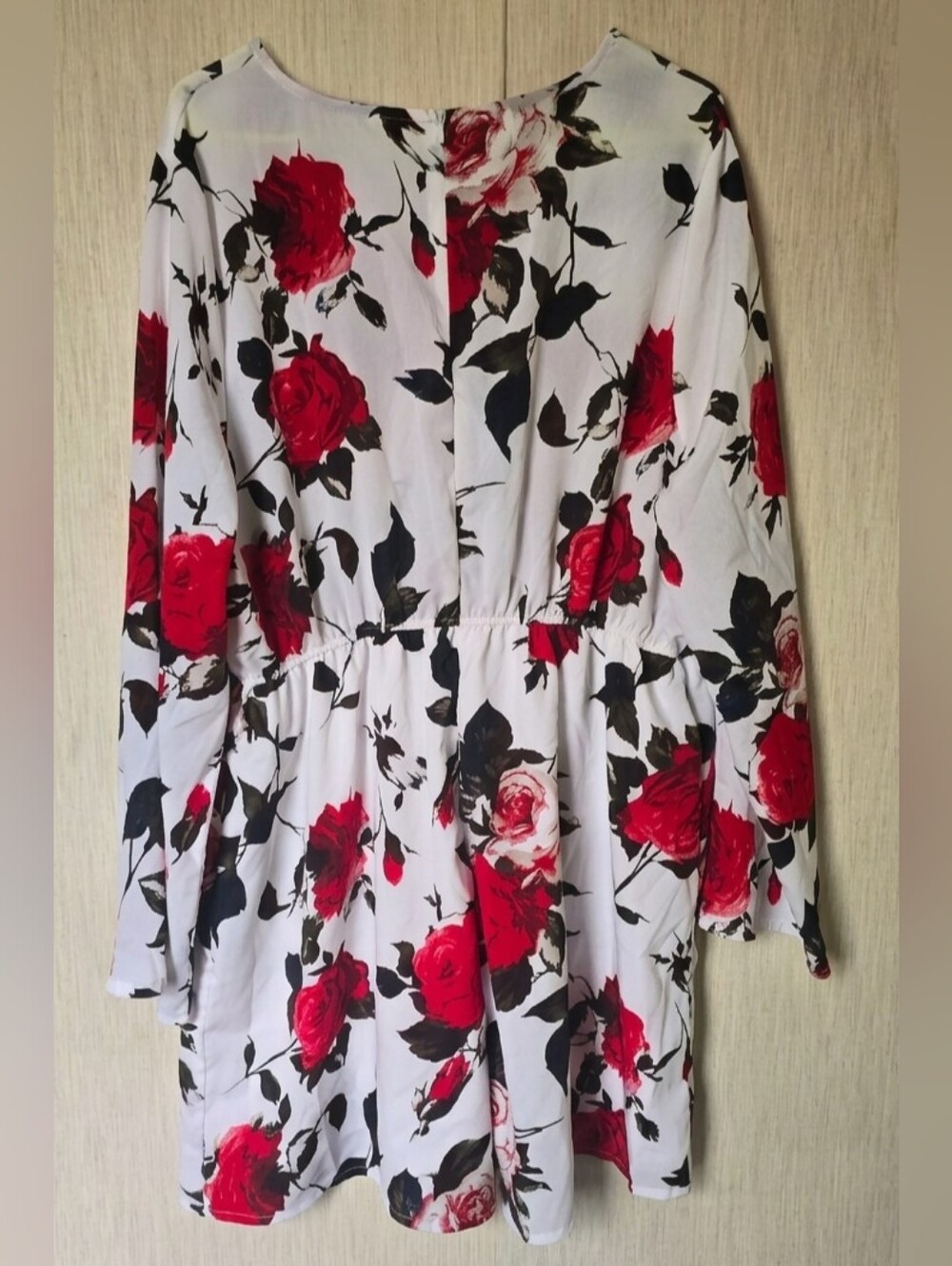 Wrap Style Romper With Roses - Picture 2 of 2
